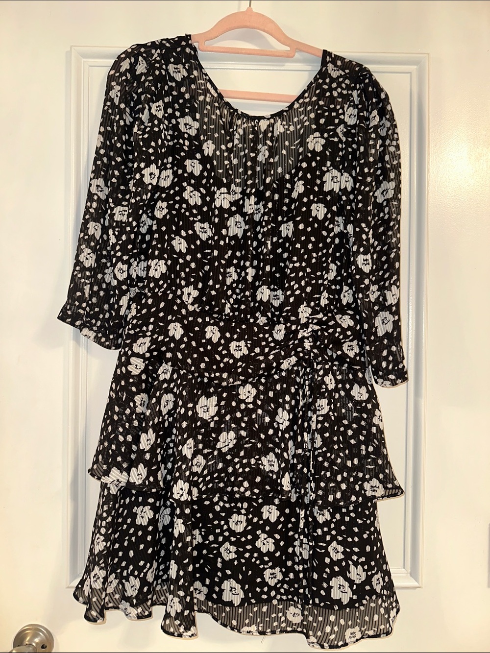 Karl Lagerfeld Black Dress with White Floral Print